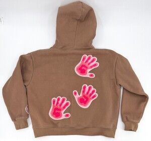 Sweatshirts Adult Teens Medium Brown Thermal Hooded Embroidered Heavyweight
